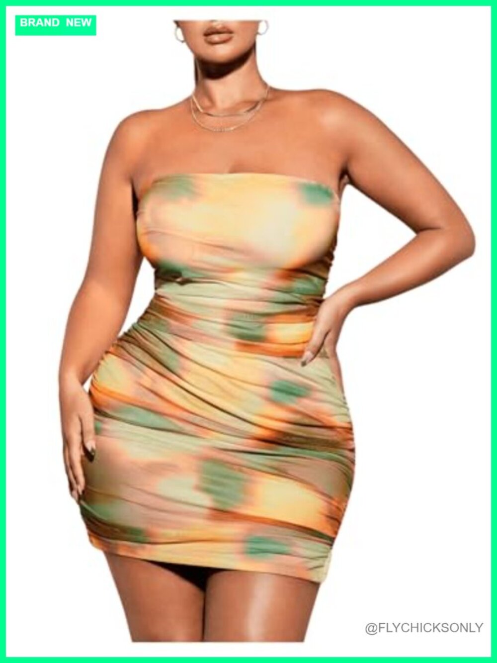Strapless Tube Mini Dress Ruched Bodycon Tie Dye Sleeveless Party Club Corset